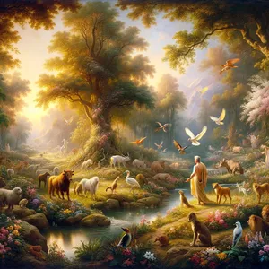 19. Så formade Herren Gud av marken alla djuren på marken och alla fåglarna under himlen och förde dem till människan för att se vad hon skulle kalla dem; och vad människan kallade varje levande varelse, det blev dess namn.