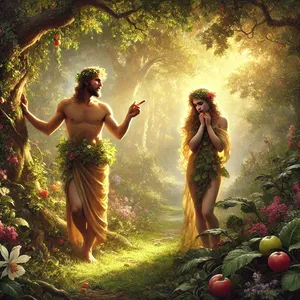 12. Mannen sade: Kvinnan, som du har givit mig till att vara med mig, hon gav mig av trädet, och jag åt.