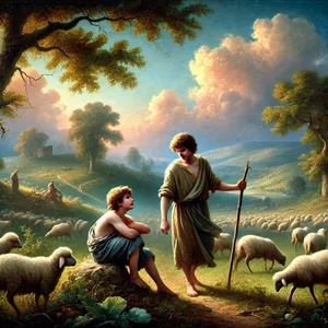 2. Sedan födde hon Abel, Kains bror. Abel blev herde och Kain blev åkerbrukare.