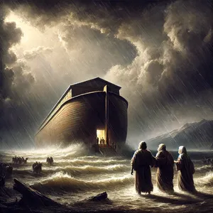 13. På den dagen gick Noa, Sem, Ham och Jafet, Noas söner, och Noas hustru och hans söners tre hustrur med dem in i arken.