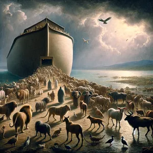 8. Av alla rena djur och av alla orena djur, av fåglar och av allt som krälar på marken,