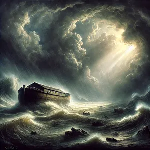 1. Då kom Gud ihåg Noa och alla vilda djur och all boskap som var med honom i arken. Och Gud lät en vind blåsa över jorden, och vattnet sjönk undan.