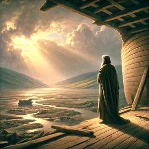 13. I Noas sexhundraförsta år, på första dagen i den första månaden, hade vattnet torkat bort från jorden. Noa tog av täckningen på arken och såg att marken hade torkat upp.