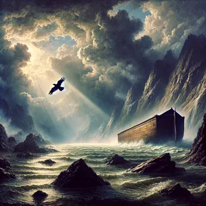 7. och han skickade ut en korp, som flög fram och tillbaka tills vattnet hade torkat bort från jorden.