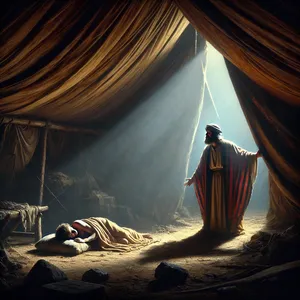 22. Ham, Kanaans far, såg sin fars nakenhet och berättade det för sina båda bröder utanför.